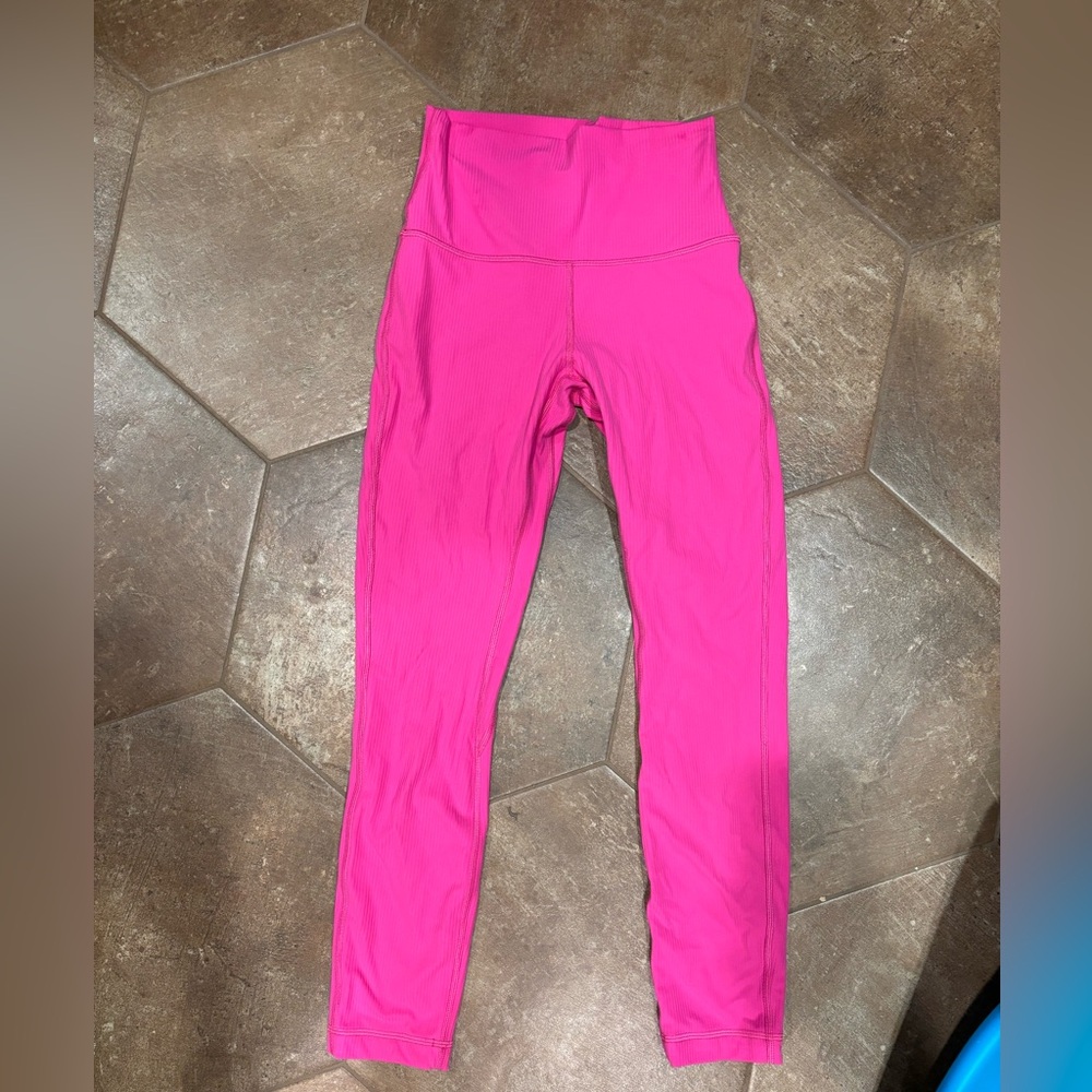 Lululemon Bright Pink Ribbed Leggings - size 4